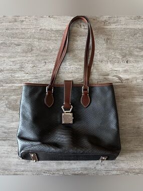 Dooney & Bourke Richmond Shopper Tote Black Python Embossed Leather Bag Classic